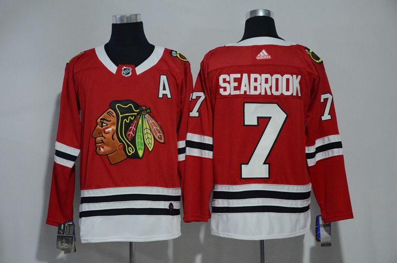 Men Chicago Blackhawks 7 Seabrook Red Hockey Stitched Adidas NHL Jerseys